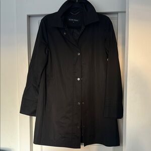 Ellen Tracy Black Trench Coat Classic Tailored Style